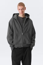 Dark Grey - Loose Fit Zip Hoodie - 0