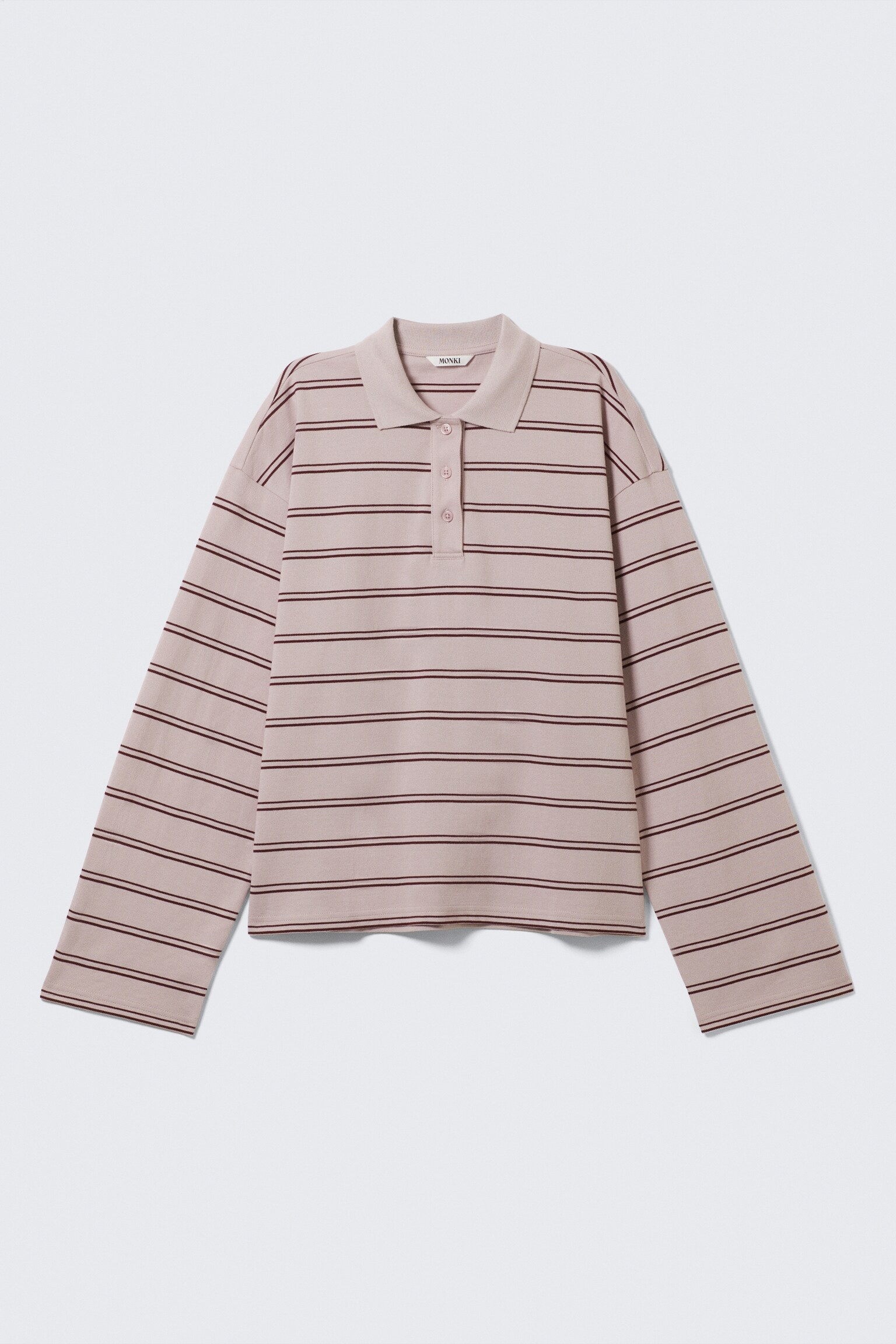 Langärmliges Poloshirt aus Baumwolle - Hellrosa gestreift/Dunkle Pflaume - Rosa Streifen/Dunkelbraun gestreift/Weiß - Schwarze Punkte - 2
