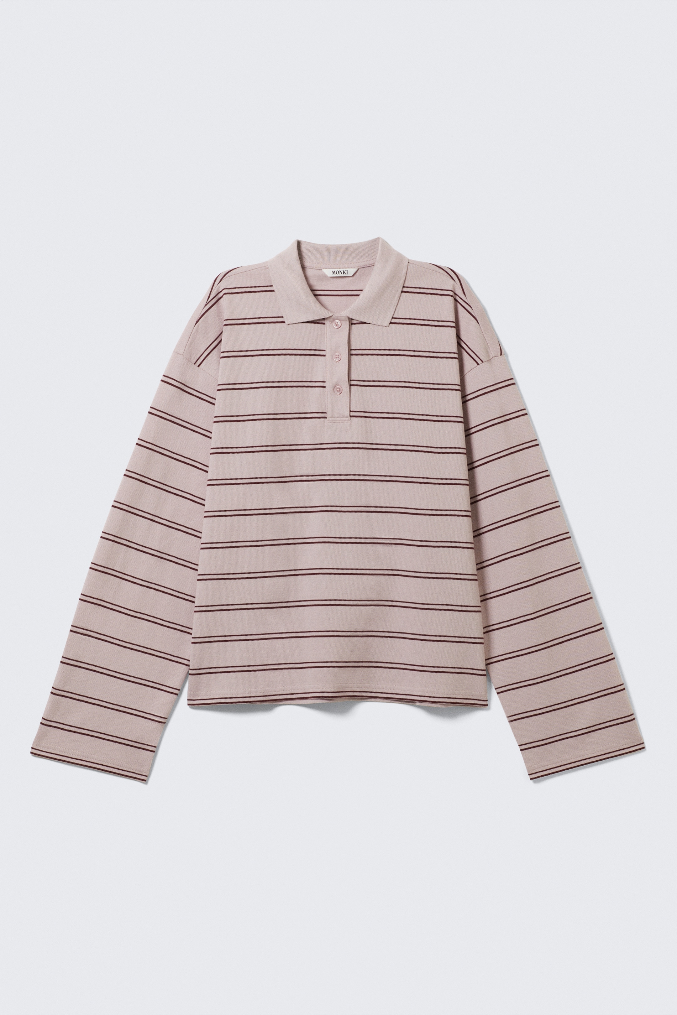 Größeres Bild anzeigen: Langärmliges Poloshirt aus Baumwolle - Hellrosa gestreift - Ladies | H&M AT 4