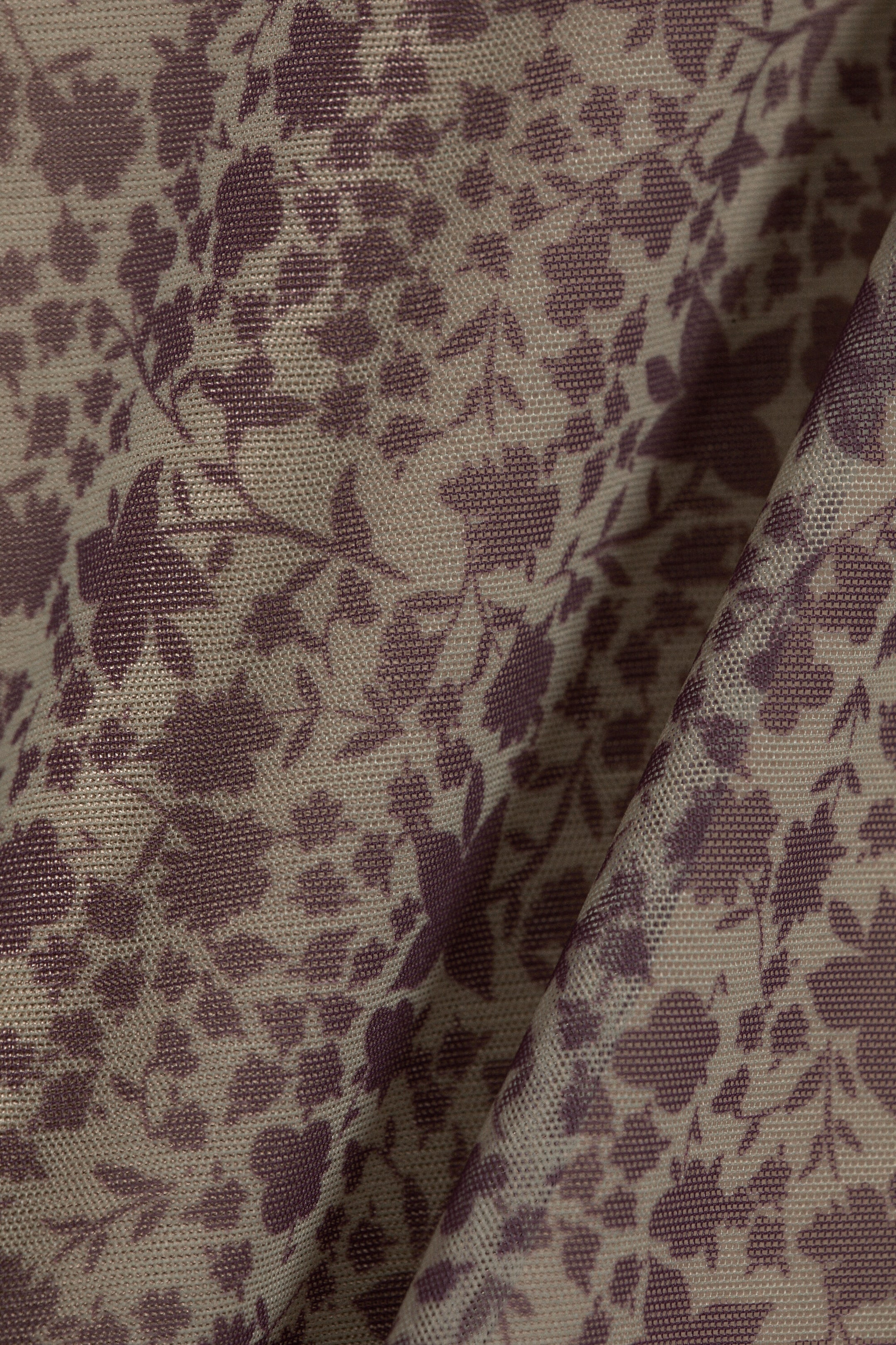 Khaki/Burgundy - Floral - Layered Mesh Midi Skirt - 5