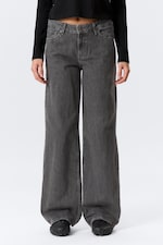 Risso Black - Black - Ample Low Rise Loose Wide Leg Jeans - 1