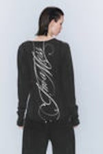 Schwarz washed - "I'm a Mess" - CM x LB körperbetontes Unisex-Longsleeve - 1