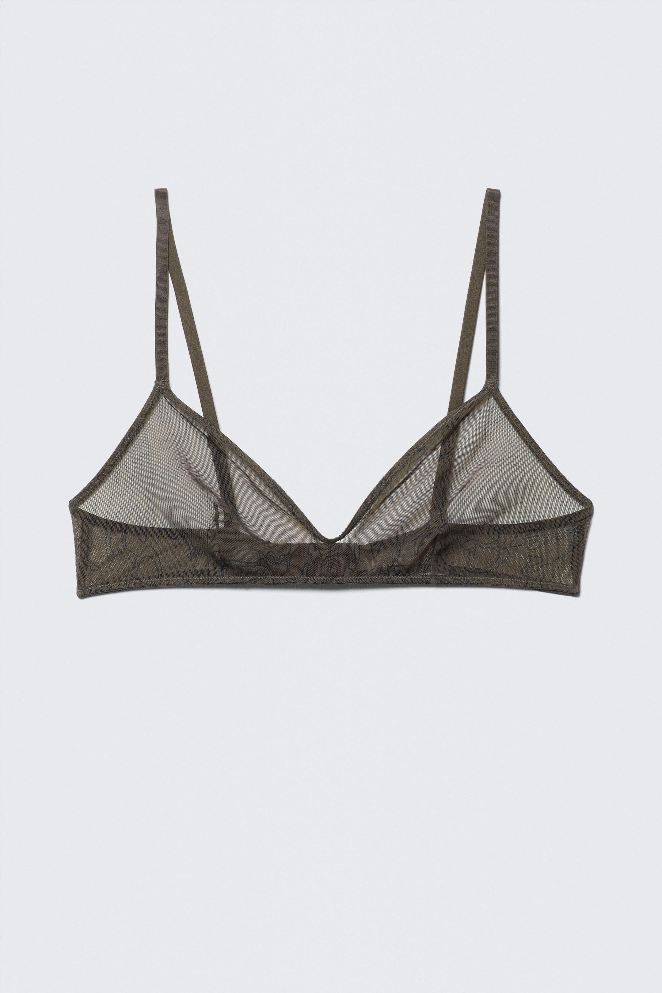 Dunkelbraun - Mila - Bedruckter Triangel-BH aus Mesh - 1