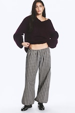 Gris foncé à carreaux - Pantalon ballon tissé taille basse - 2