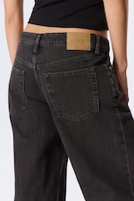 Ink Black - Black - Ample Low Rise Loose Wide Leg Jeans - 3