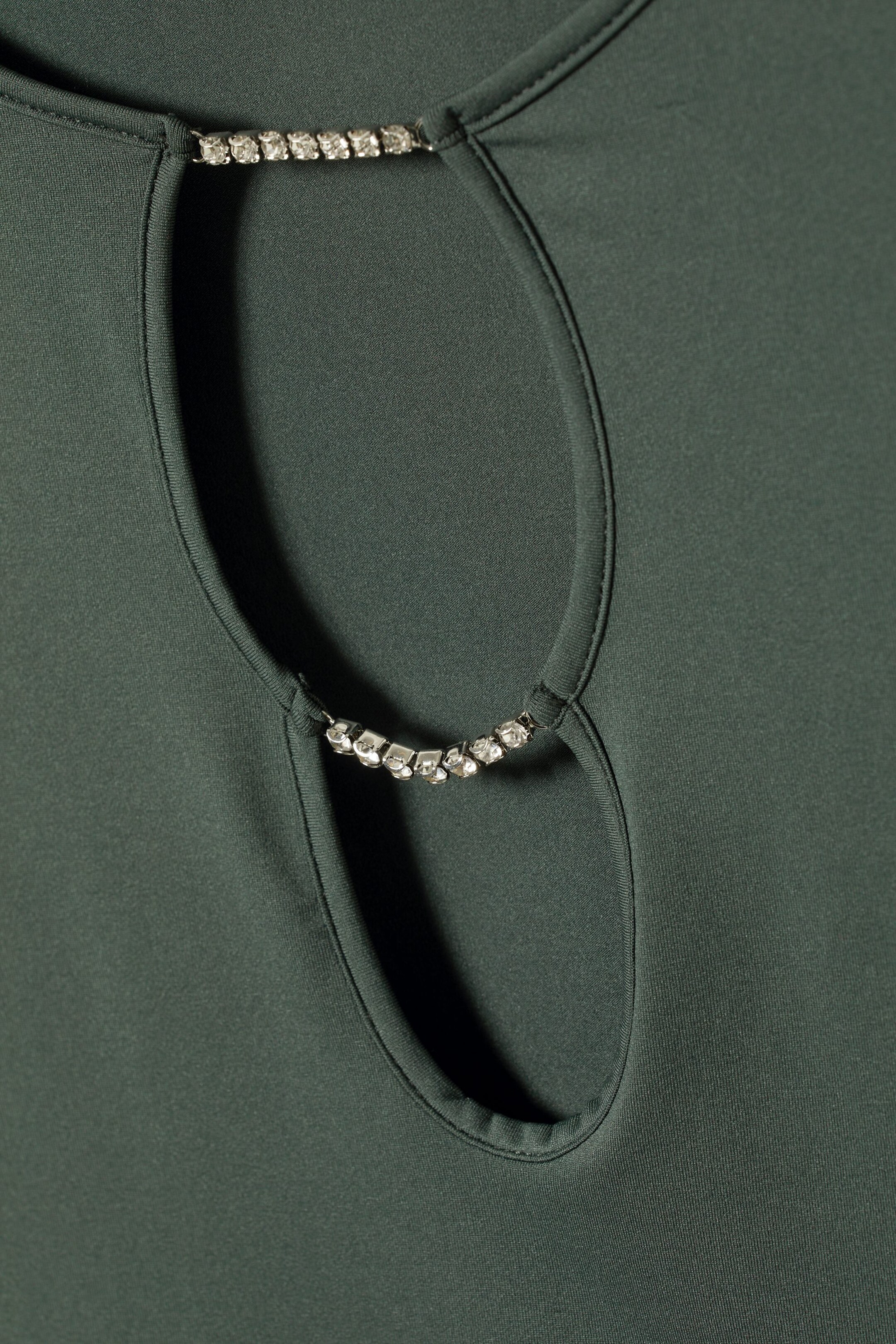 Dark Cyan - Clear Rhinestone Long Sleeve - 1