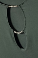 Dark Cyan - Clear Rhinestone Long Sleeve - 1
