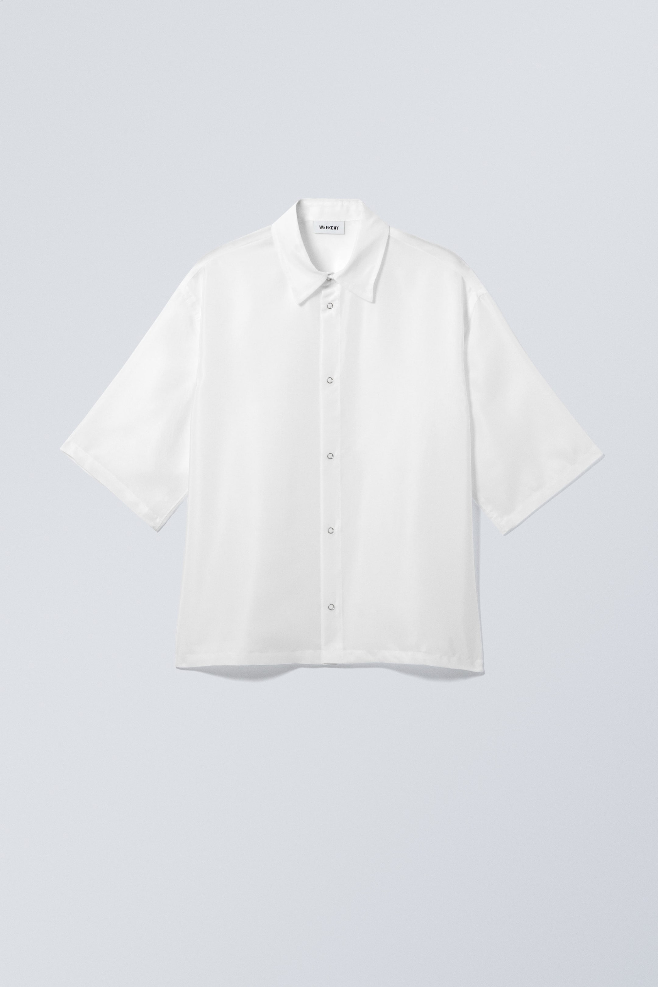 Weiß - Organza-Kurzarmhemd in Oversize-Passform - 0