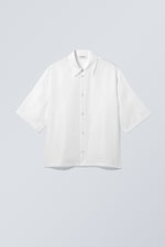 Weiß - Organza-Kurzarmhemd in Oversize-Passform - 0