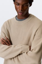 Beige - Relaxed Boxy Knitted Sweater - 1