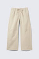 Lichtbeige - Losse ripstop broek met wassing - 4