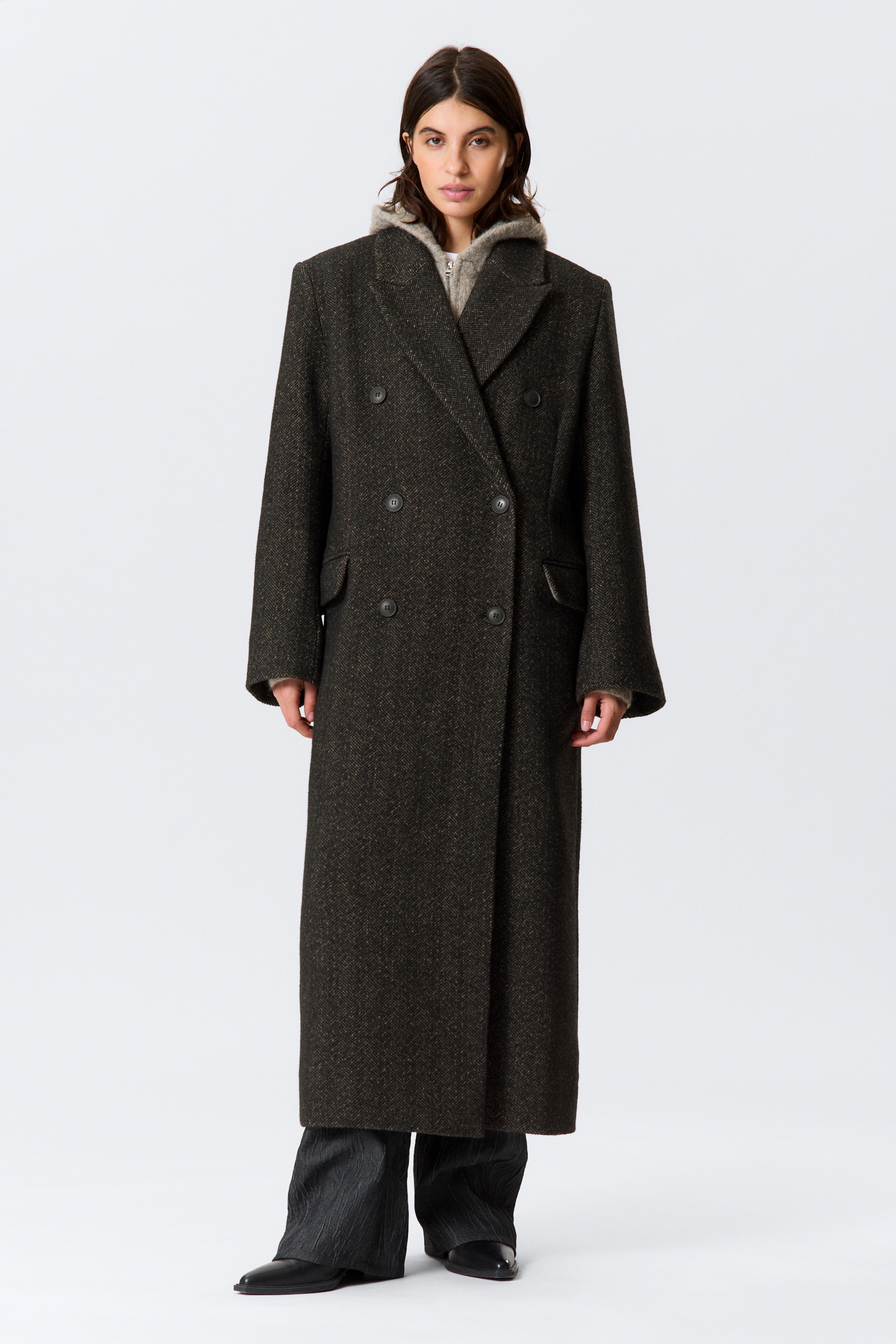 Ingrandisci l'immagine: Logan Double-Breasted Wool-Blend Coat - Dark Brown - DONNA | H&M CH 2