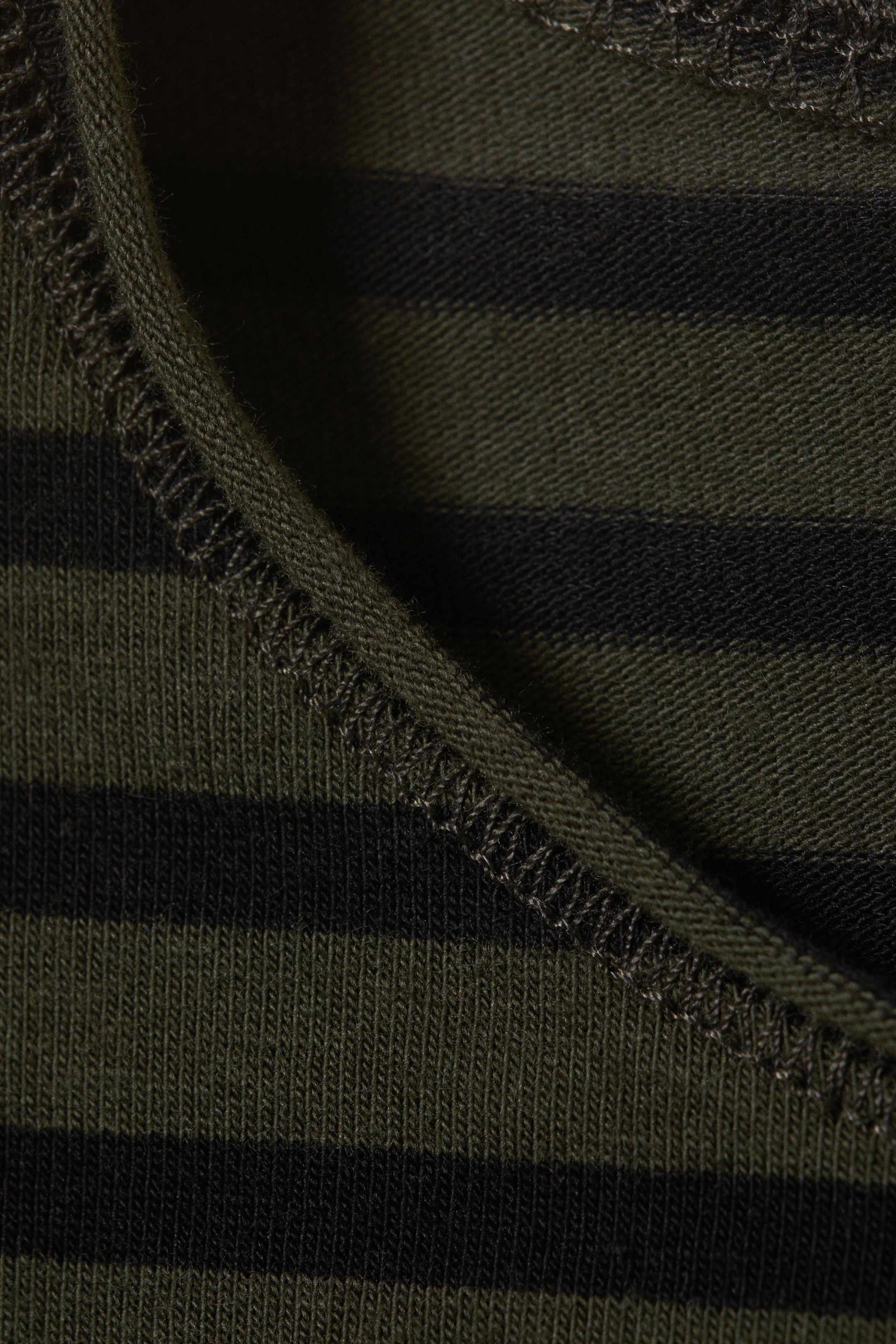 Zobacz większy obraz: Bawełniany top z długim rękawem - Ciemna zieleń khaki w paski - ONA | H&M PL 5