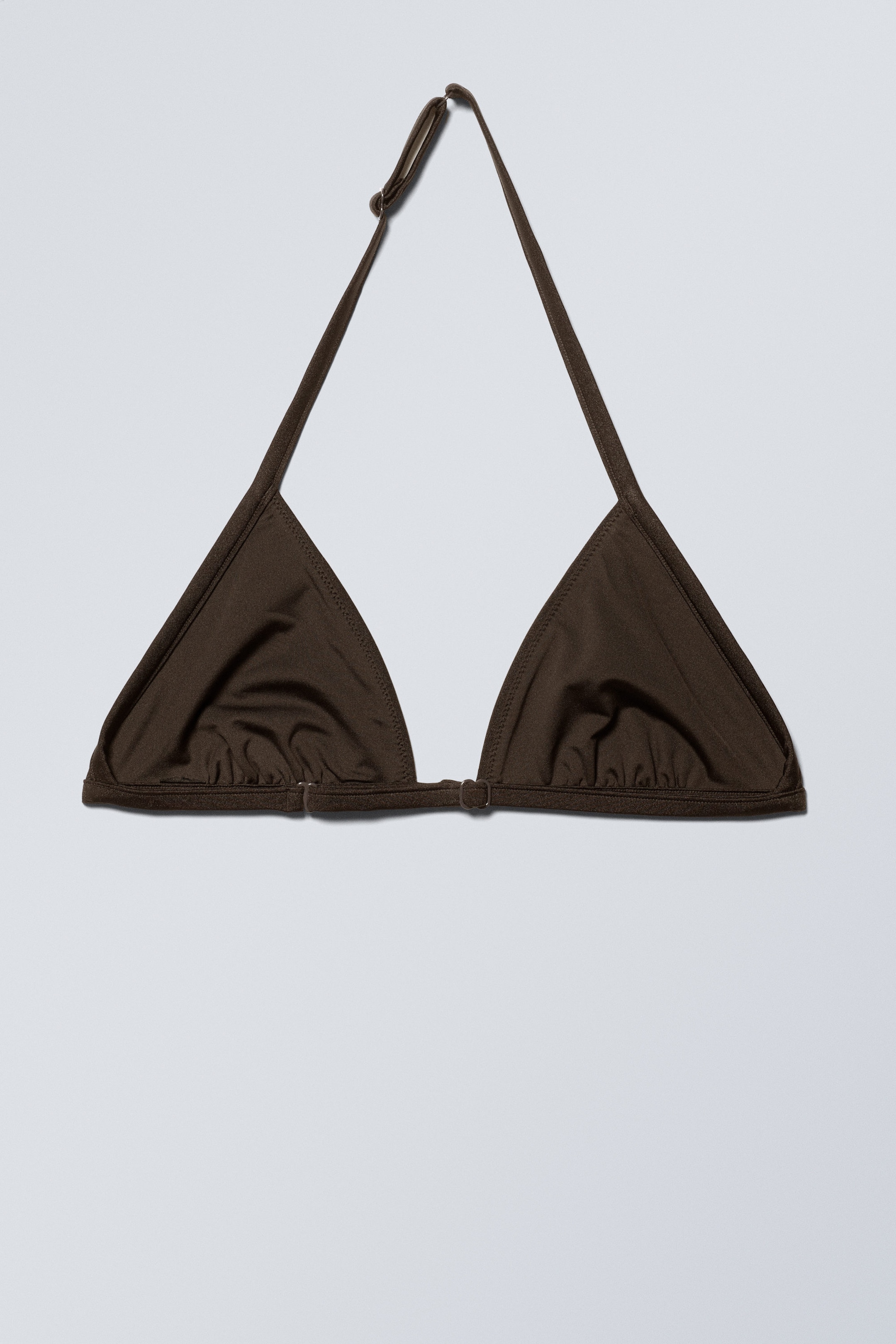 Mörkbrun - Halter Scoop Neck Triangel-bikinitopp - 1