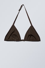 Mörkbrun - Halter Scoop Neck Triangel-bikinitopp - 1