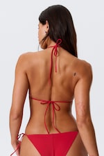 Bright Red - Tie Triangle Bikini Top - 1