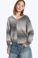 Grey Space Dye - Space Dye gebreide trui met V-hals - 2