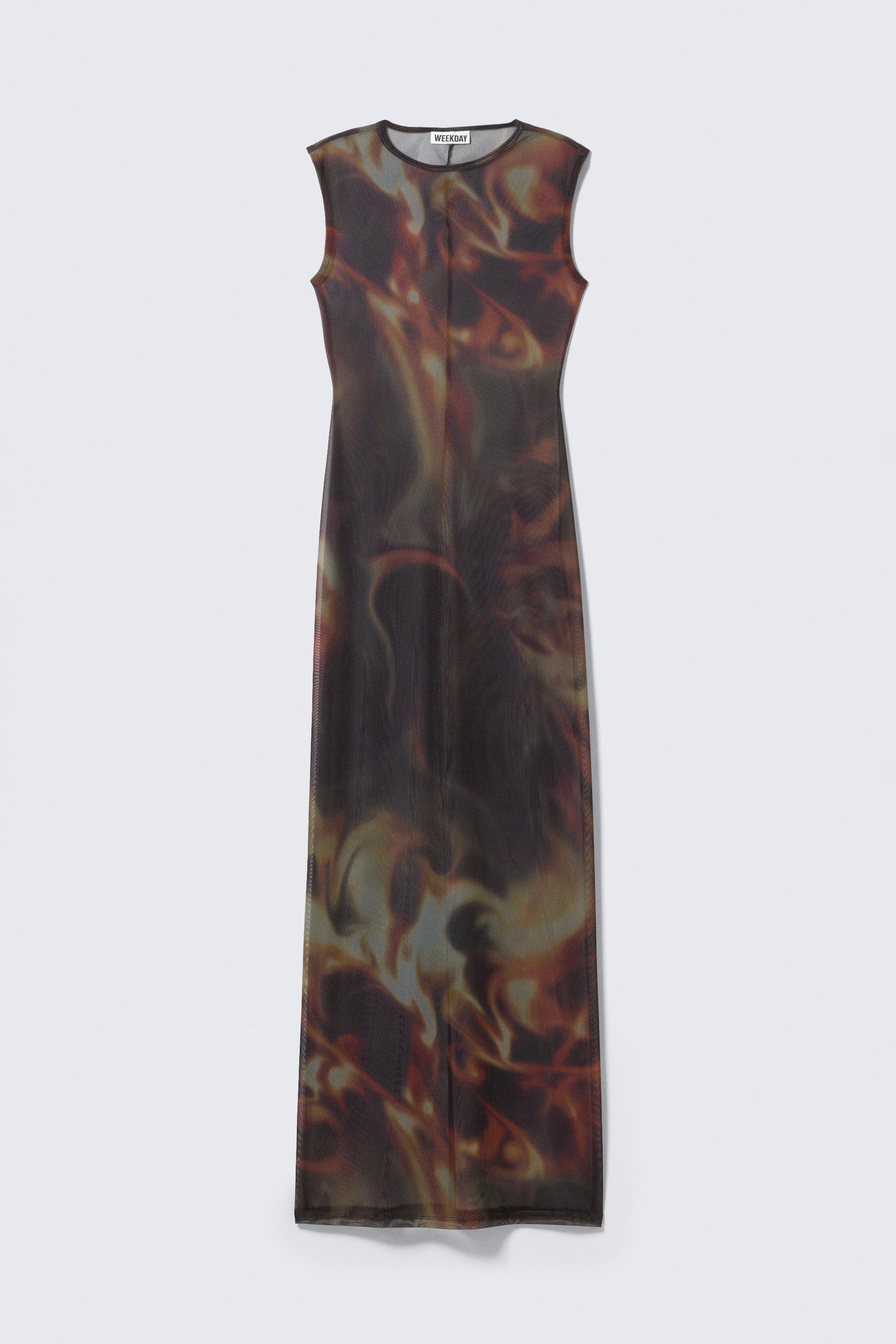 Schwarz - Eklektische Flamme - Bedrucktes Maxikleid aus Mesh - 1