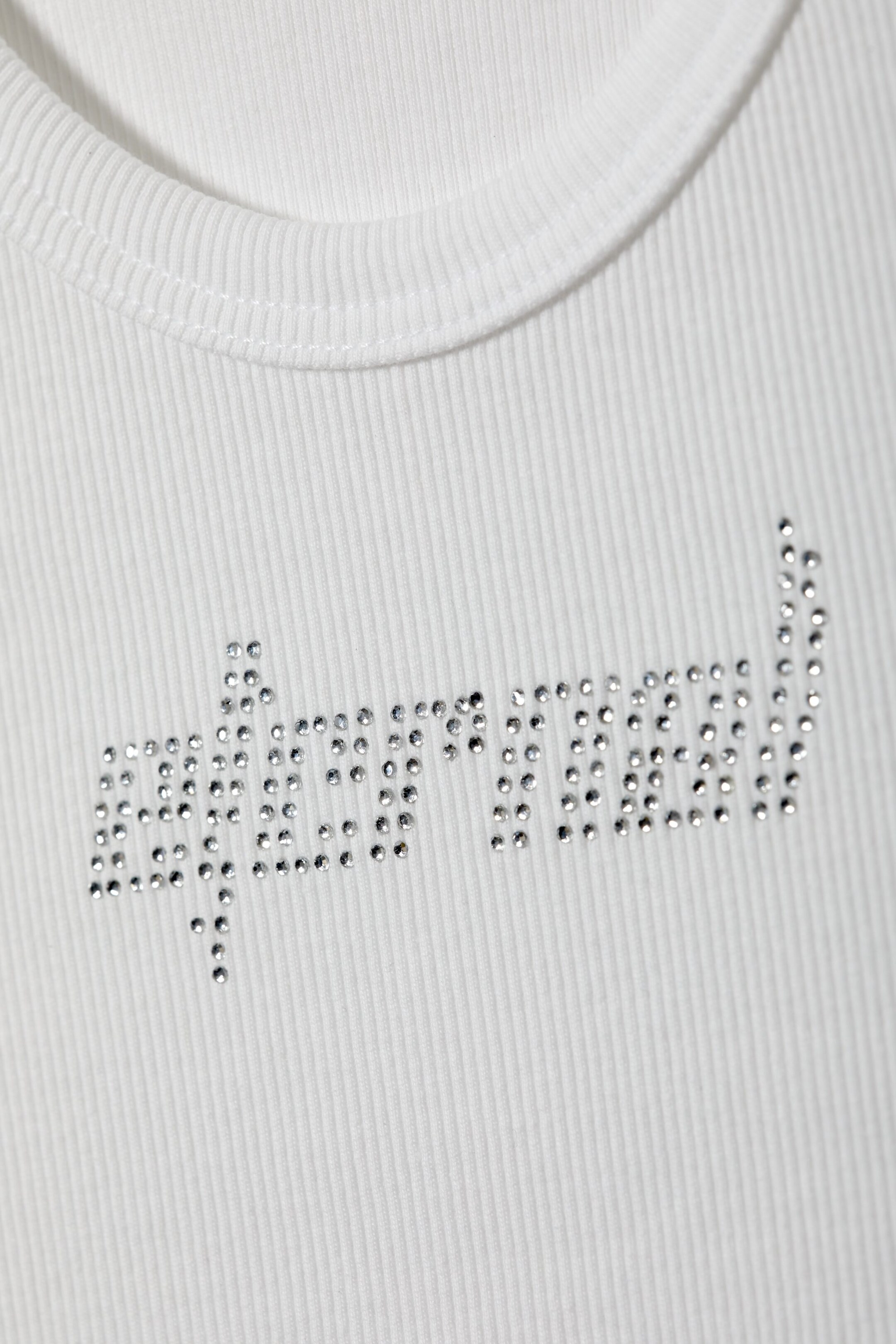 White - Close Rhinestone Tank Top - 1
