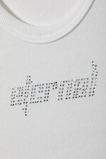 White - Close Rhinestone Tank Top - 1
