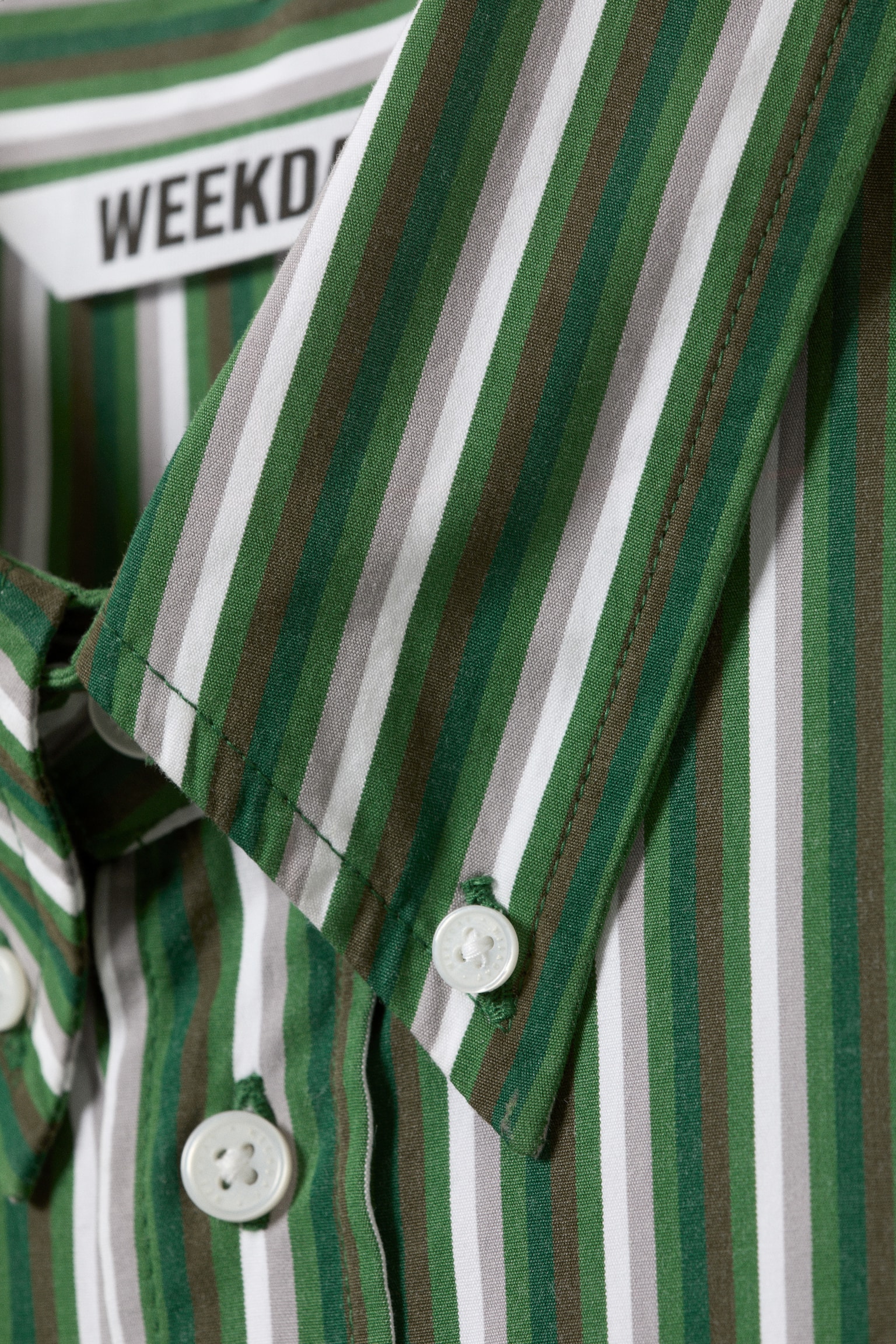 Oversized Striped Button-Down Shirt - Green Stripe/White - Blue Stripes - 2