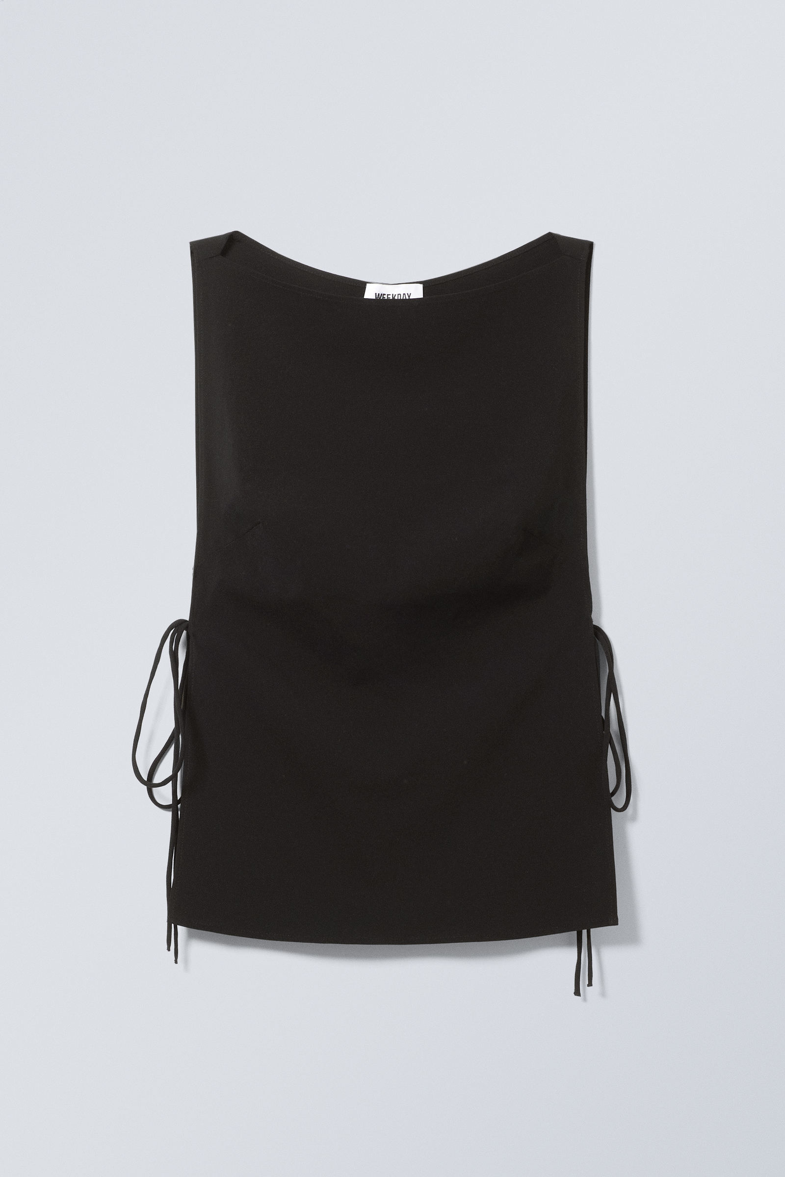 sleeveless boat-neck tie top - Black | Weekday WW