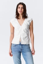 Blanc - Top sans manches en coton - 2