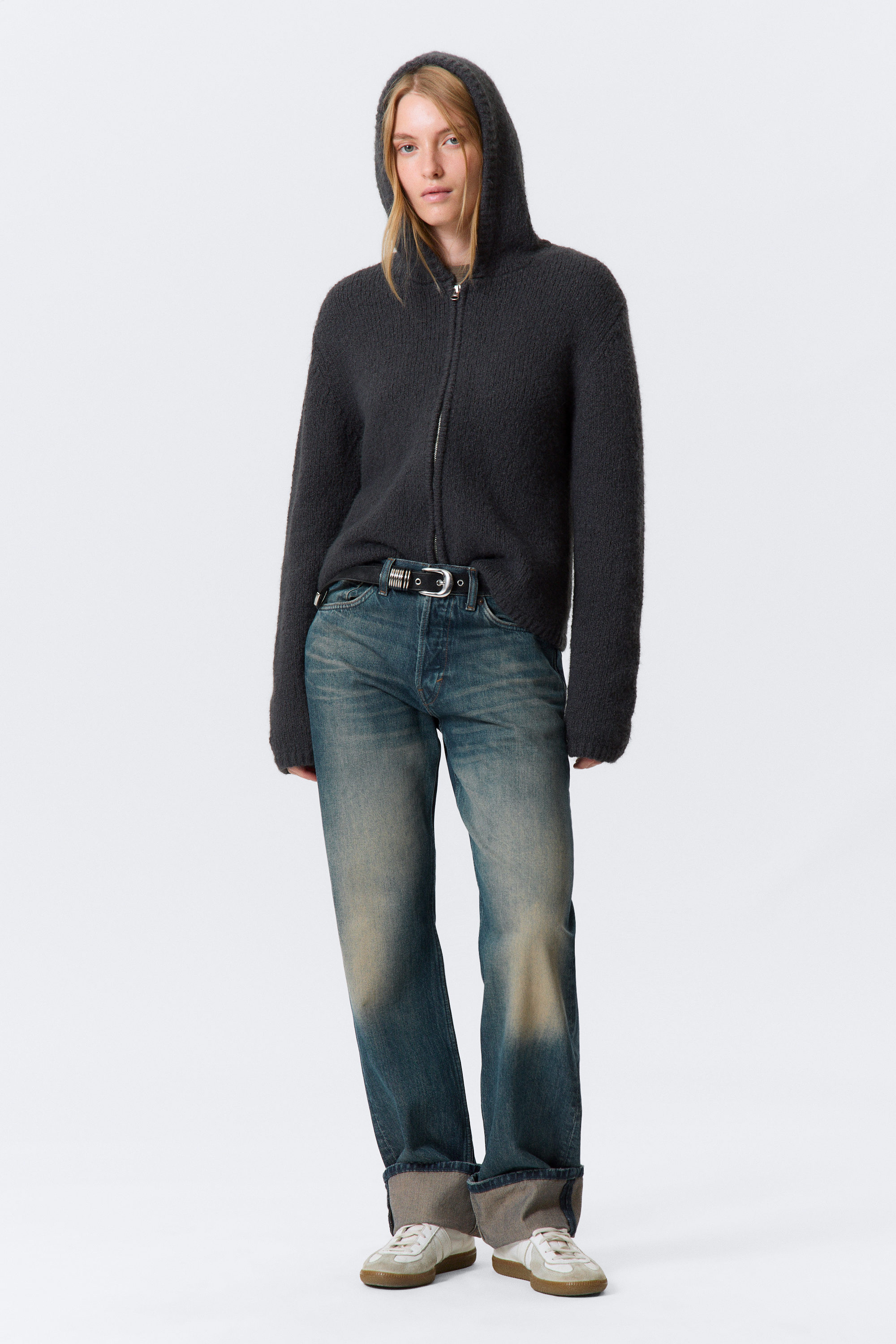 Baltic Blue - Mörkblå - Orbit Mid Waist Regular Fold-Up Jeans - 1