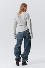 Ljus gråmelerad - Pleated Long-Sleeved Top - 2