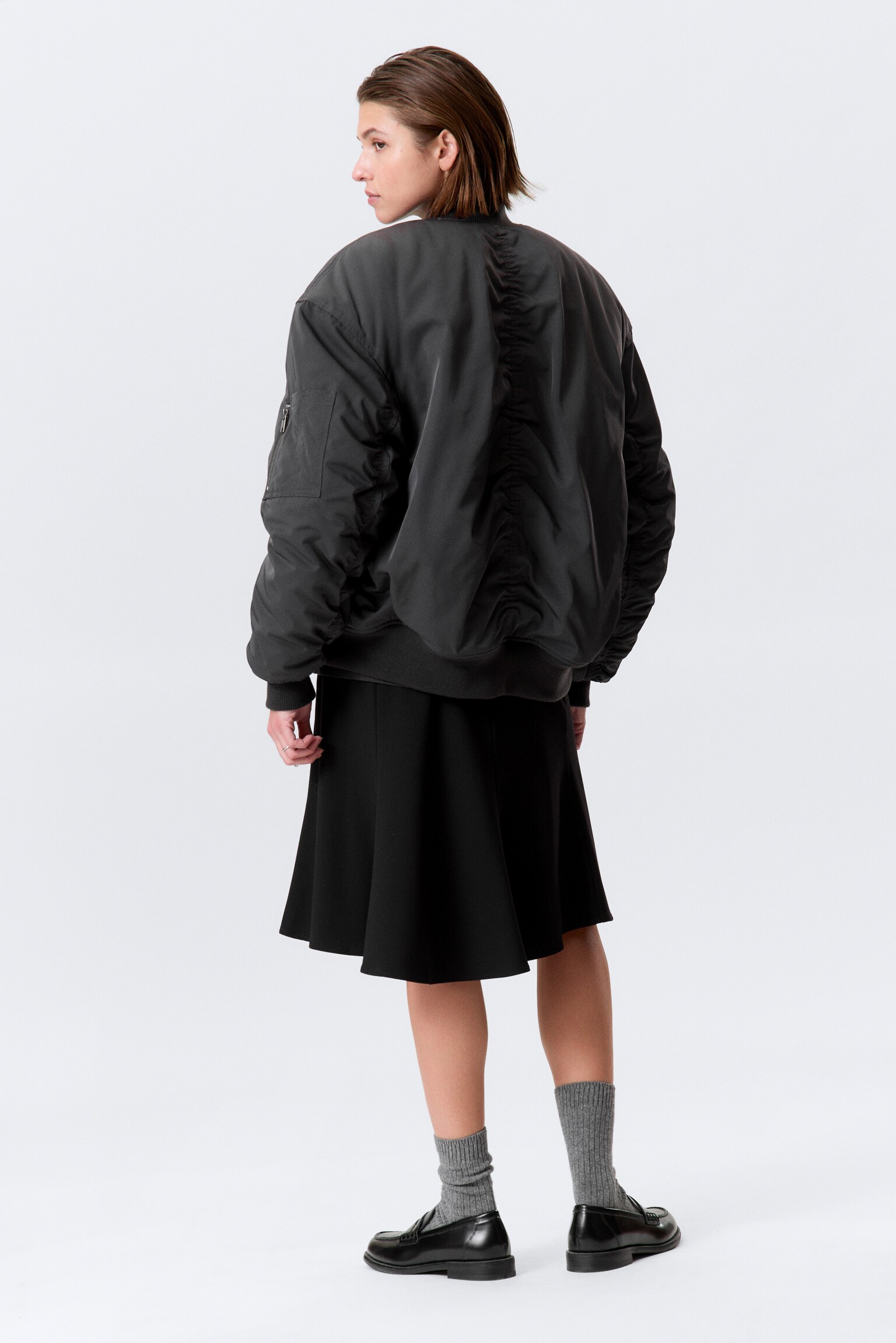 Bomber bunda z kepru ve stylu oversized - Tmavě šedá/Tmavá khaki zelená/Dusty Mole - 3