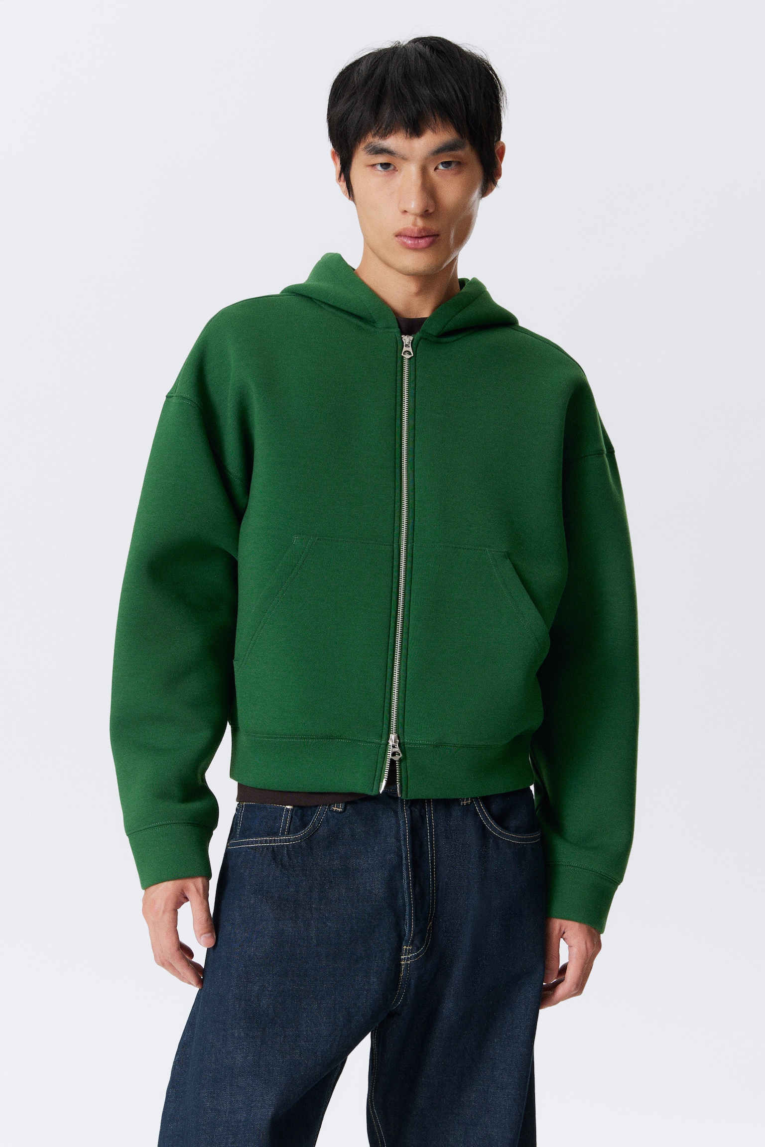 Sweat à capuche zippé en scuba Simon - Vert foncé/Noir/Gris chiné/Marron foncé/Bleu foncé
