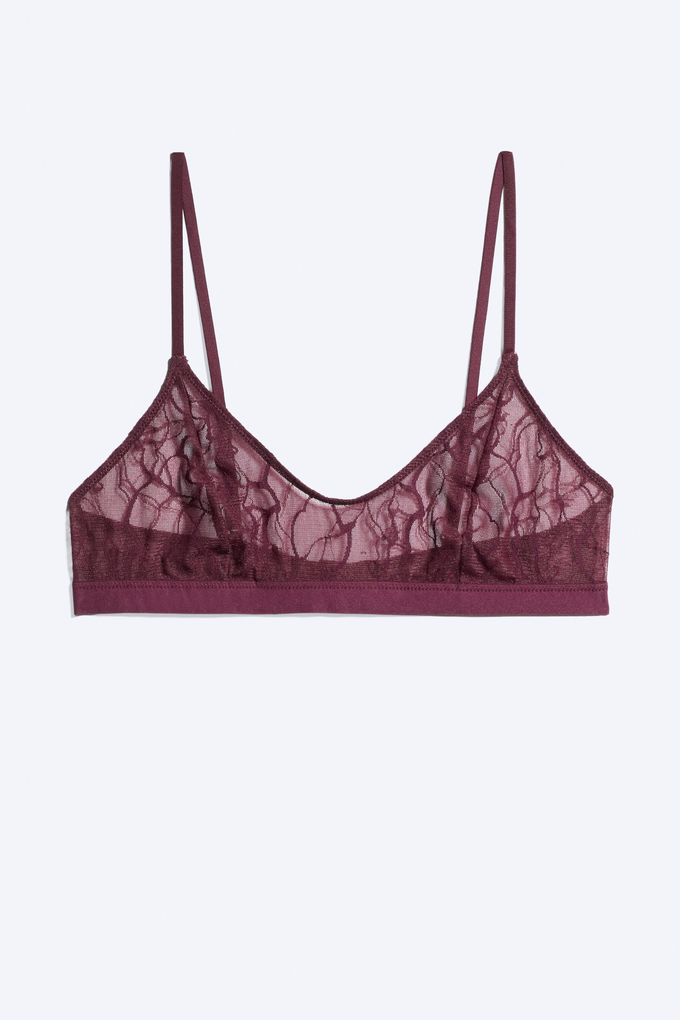 Burgunder - Myk plunge-BH med scoopet utringning - 1