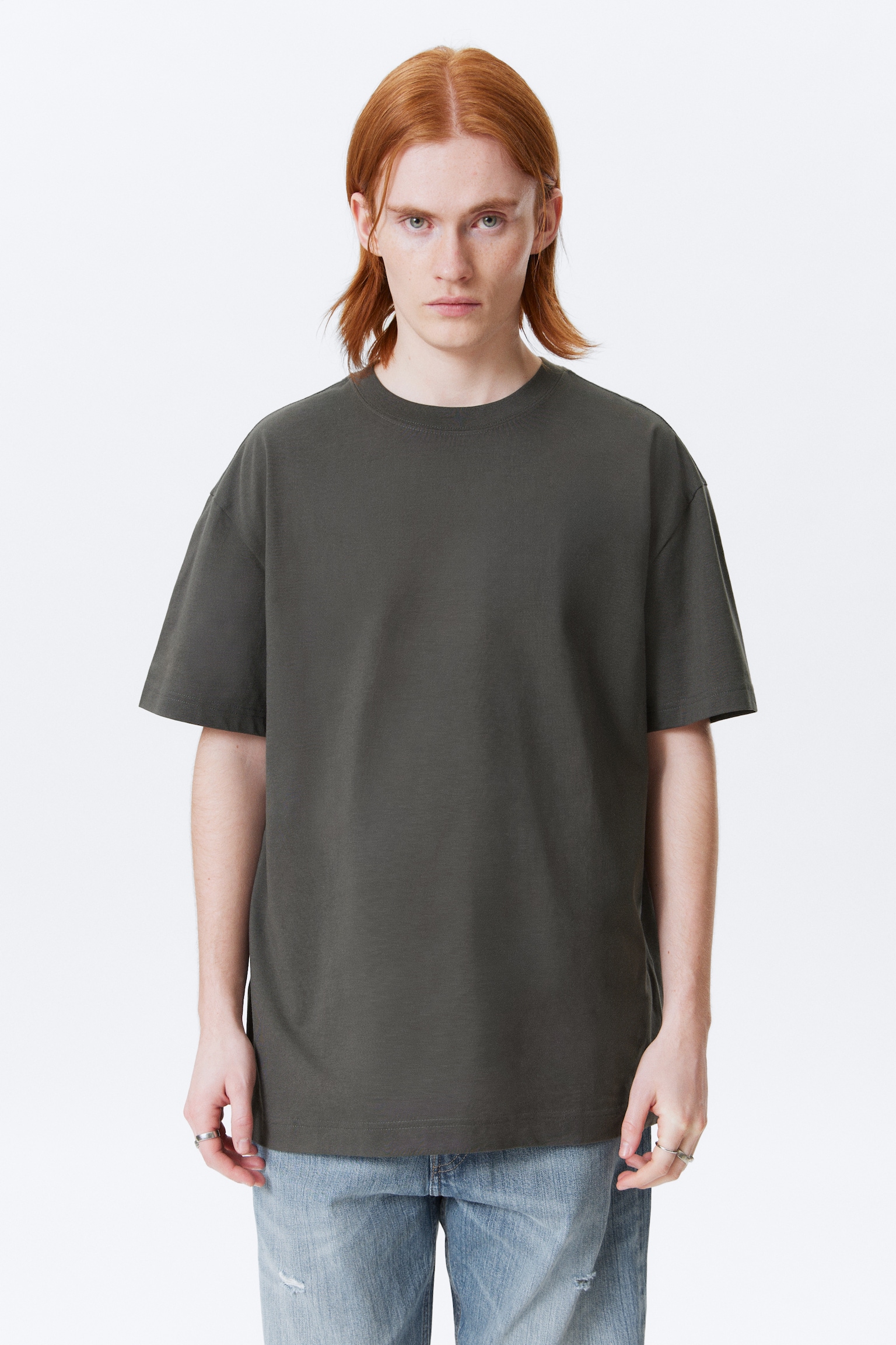Oversized Heavyweight T-shirt - Dark Grey/Παστέλ Πράσινο/Μπλε Έντονο/White/Black/Khaki Green/Grey/Σκούρο Πράσινο