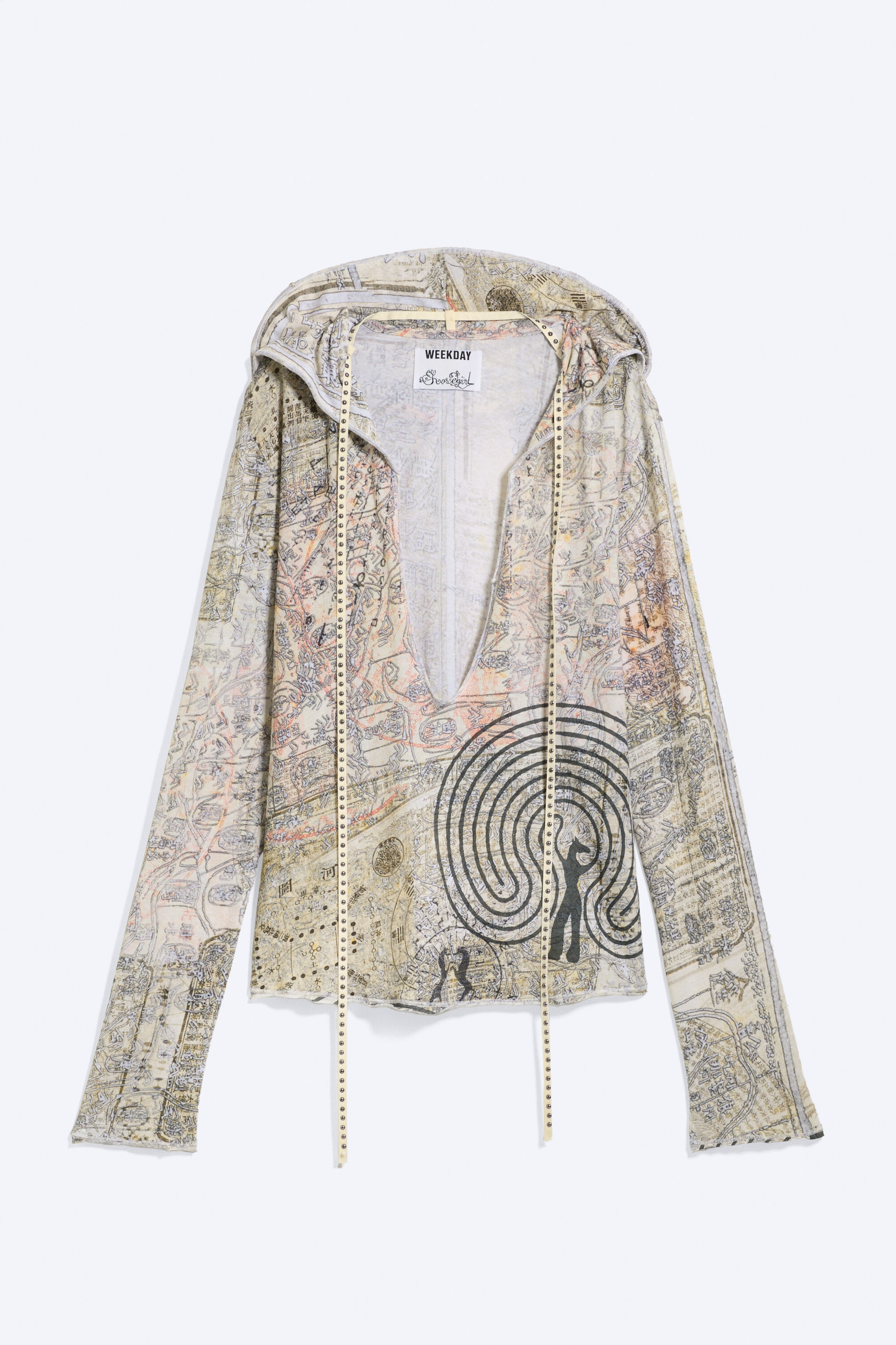 Dusty Mole - Printed Hooded Stud Top - 4
