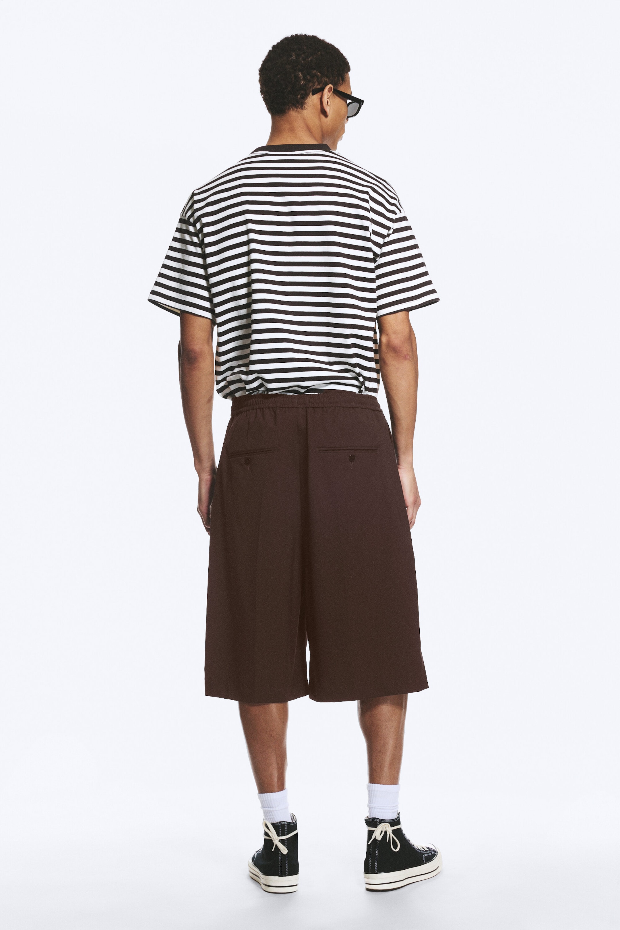 Mörkbrun - Mid Rise Loose Suiting Shorts - 3