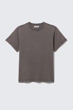 Dark Grey - Shrunken Short-Sleeved Cotton T-shirt - 3