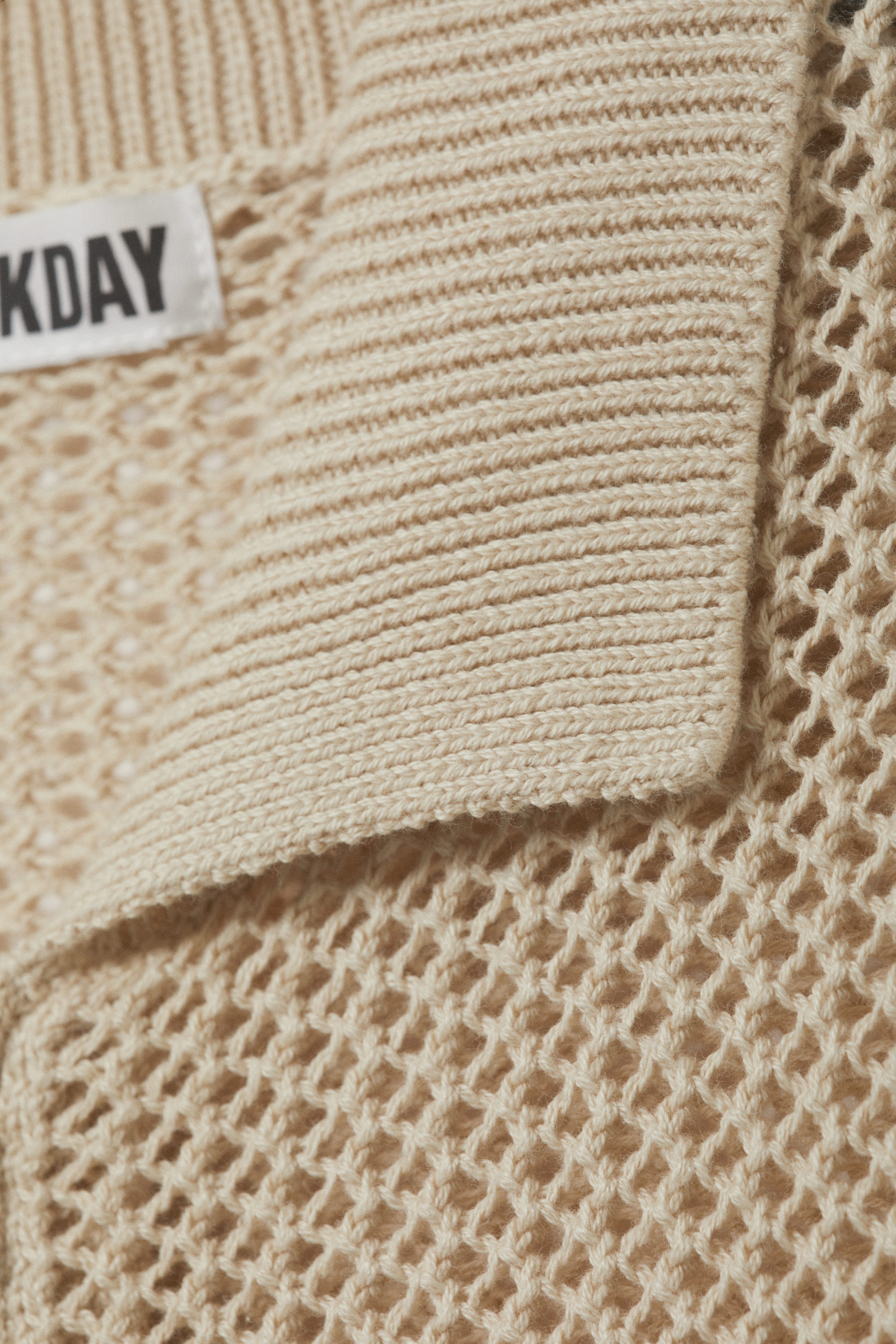 Light Beige - Knitted Cotton Zip Cardigan - 2