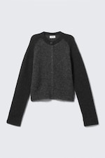 Dark Grey Melange - Soft Slim Fit Wool Blend Cardigan - 0