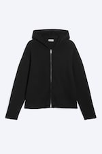 Svart - Stickad zip-through-hoodie - 4