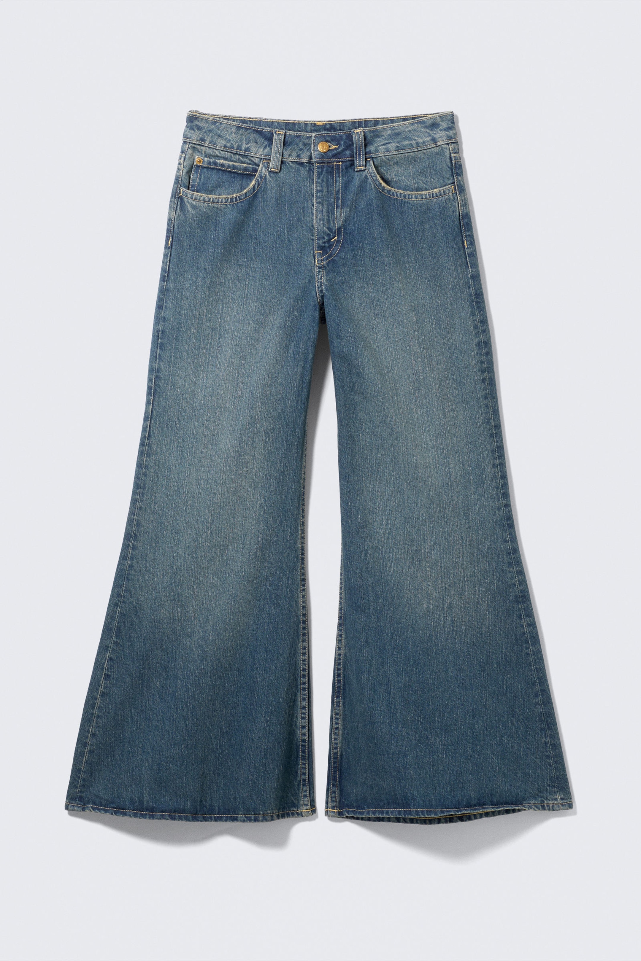 Tide Blue - Mittelblau - Loosy Lucie Low Rise Regular Flared Leg Jeans - 4