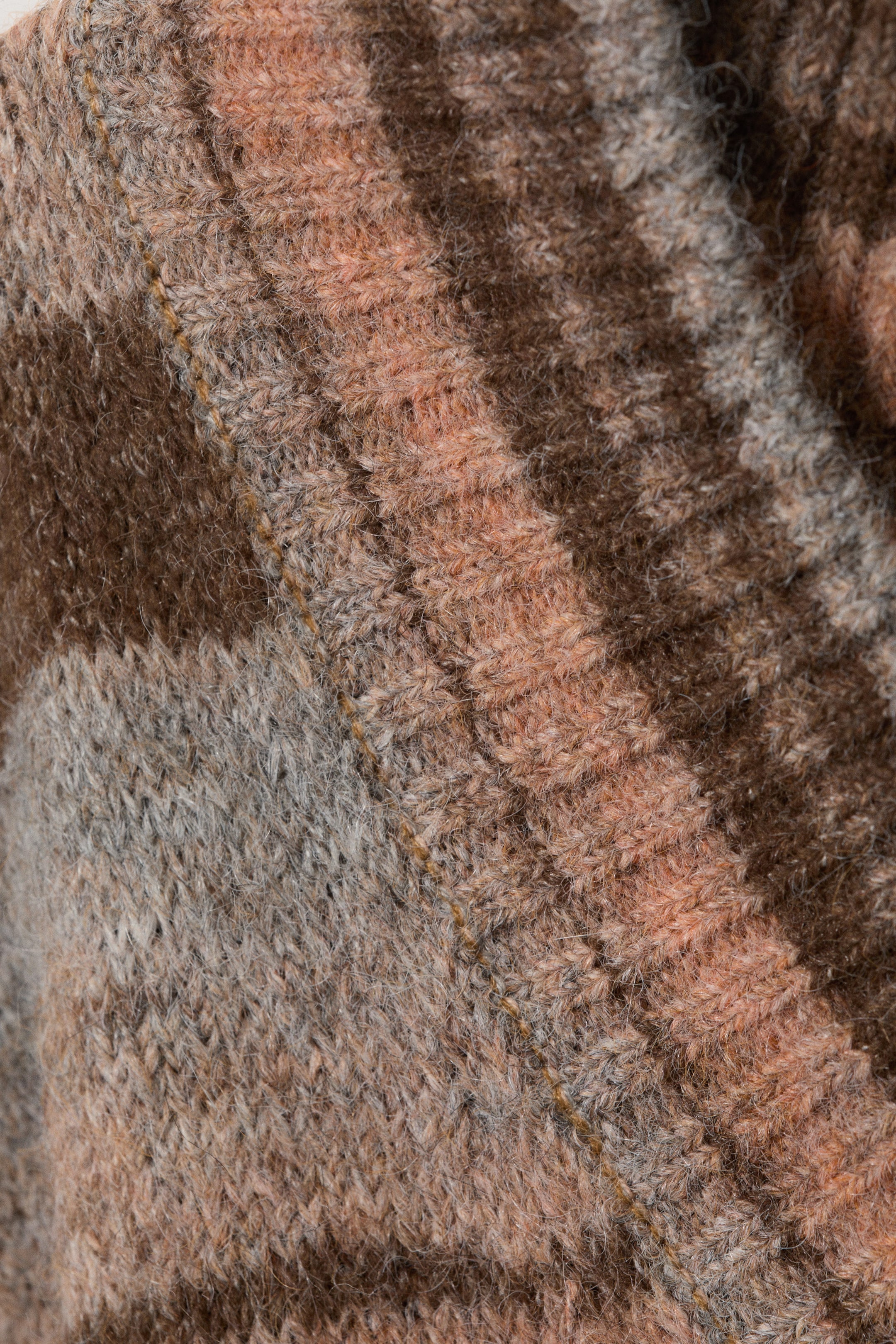 Brown & Orange Stripe - Oversized Knitted V-neck Sweater - 4