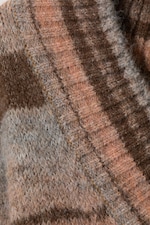 Brown & Orange Stripe - Oversized Knitted V-neck Sweater - 4