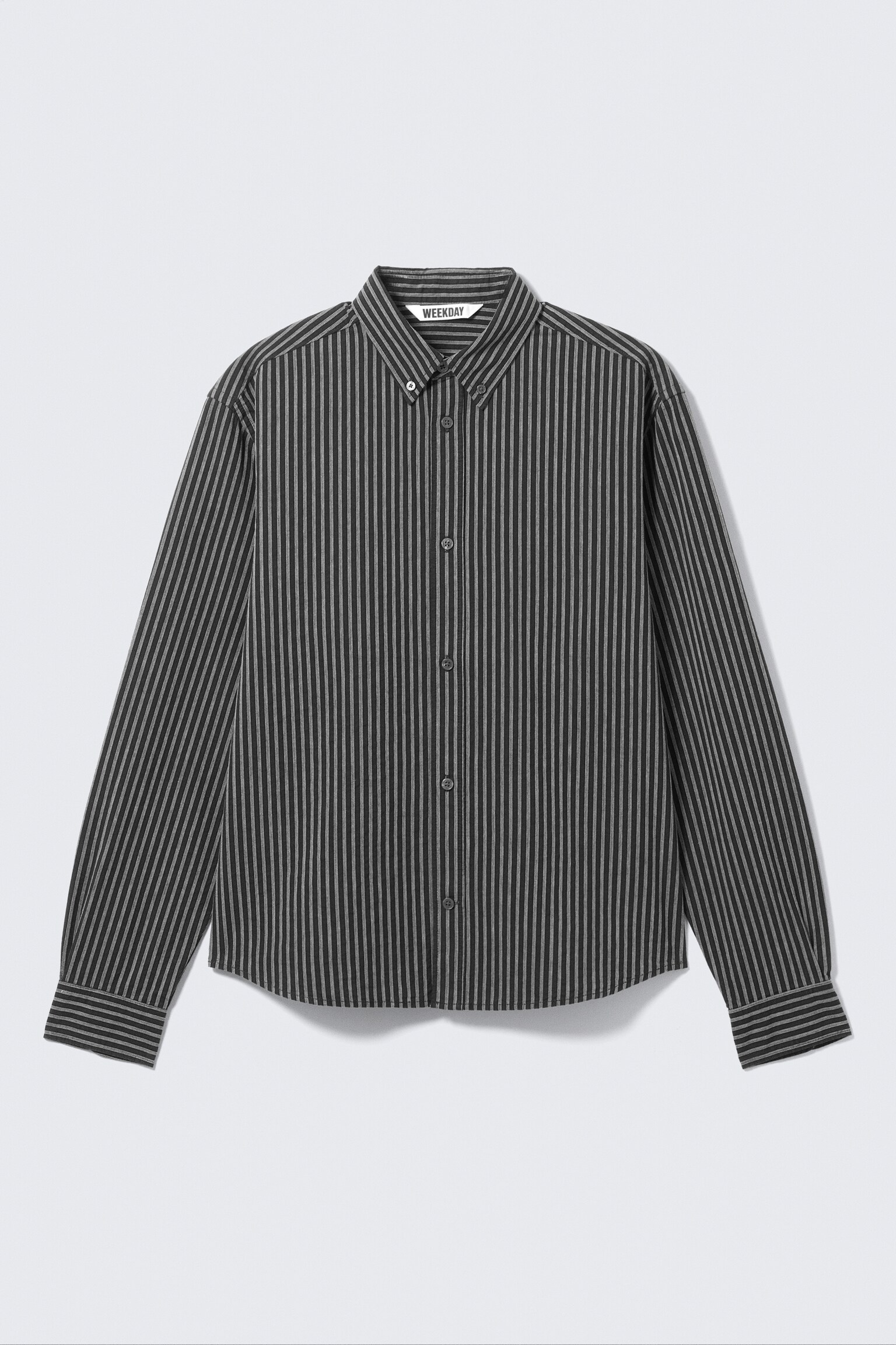 Relaxed Striped Button-down Shirt - Striped Dark Grey/Striped Brown - 2