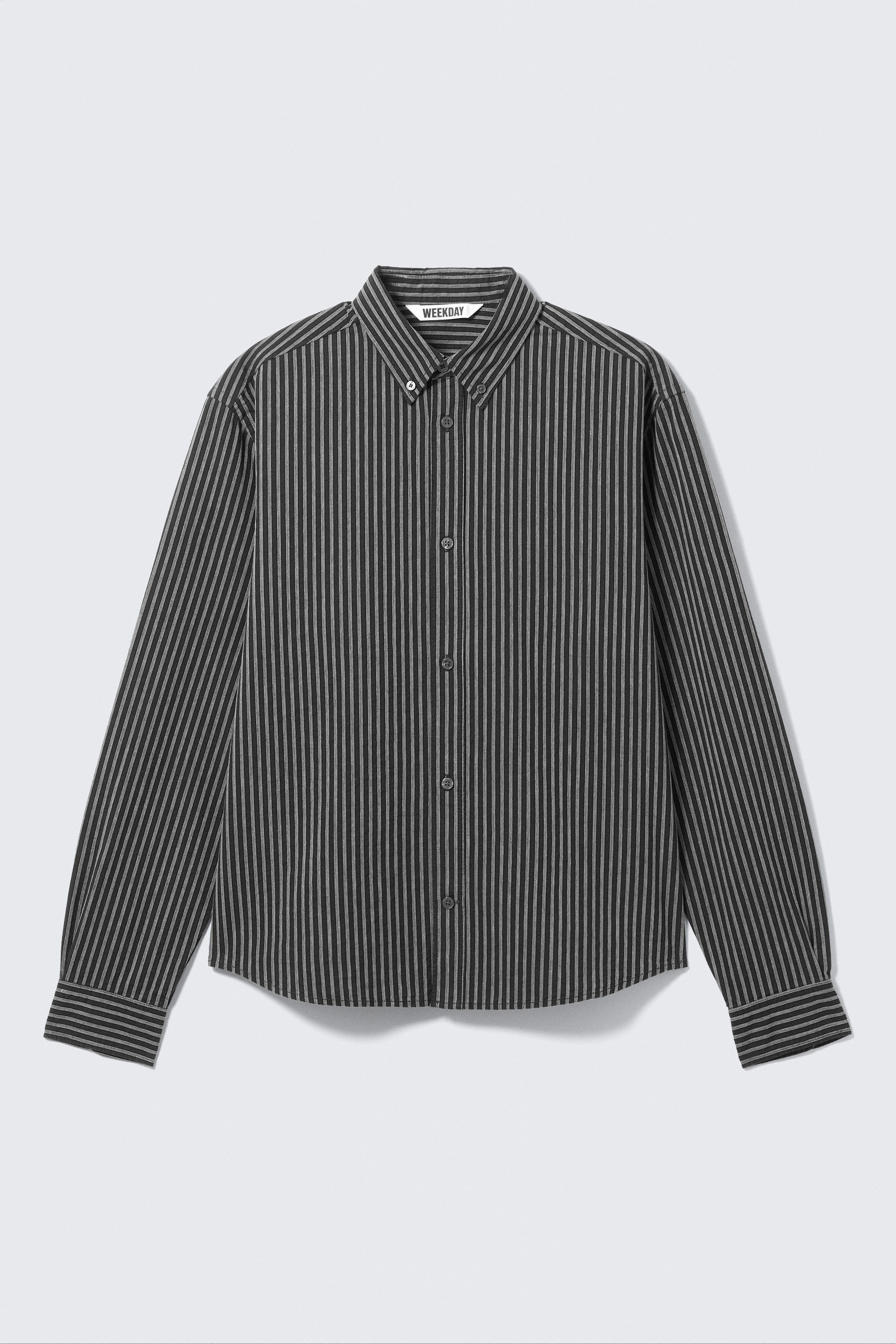 Striped Dark Grey - Relaxed Striped Button-down Shirt - 3