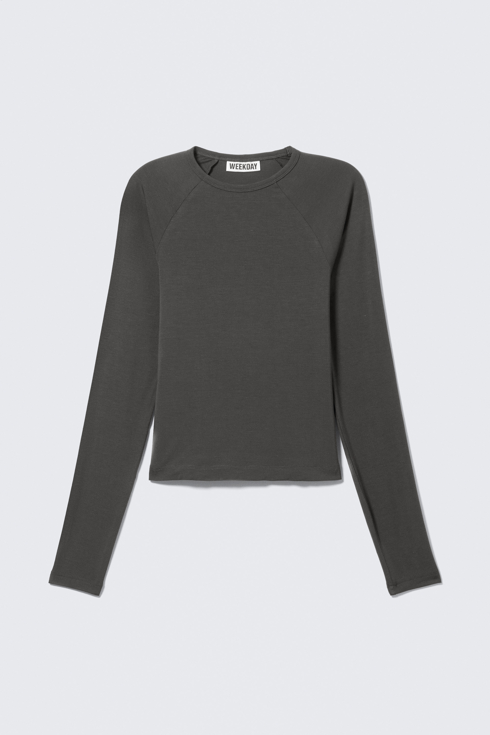 Dark Grey - Fitted Raglan-Sleeved Top - 1