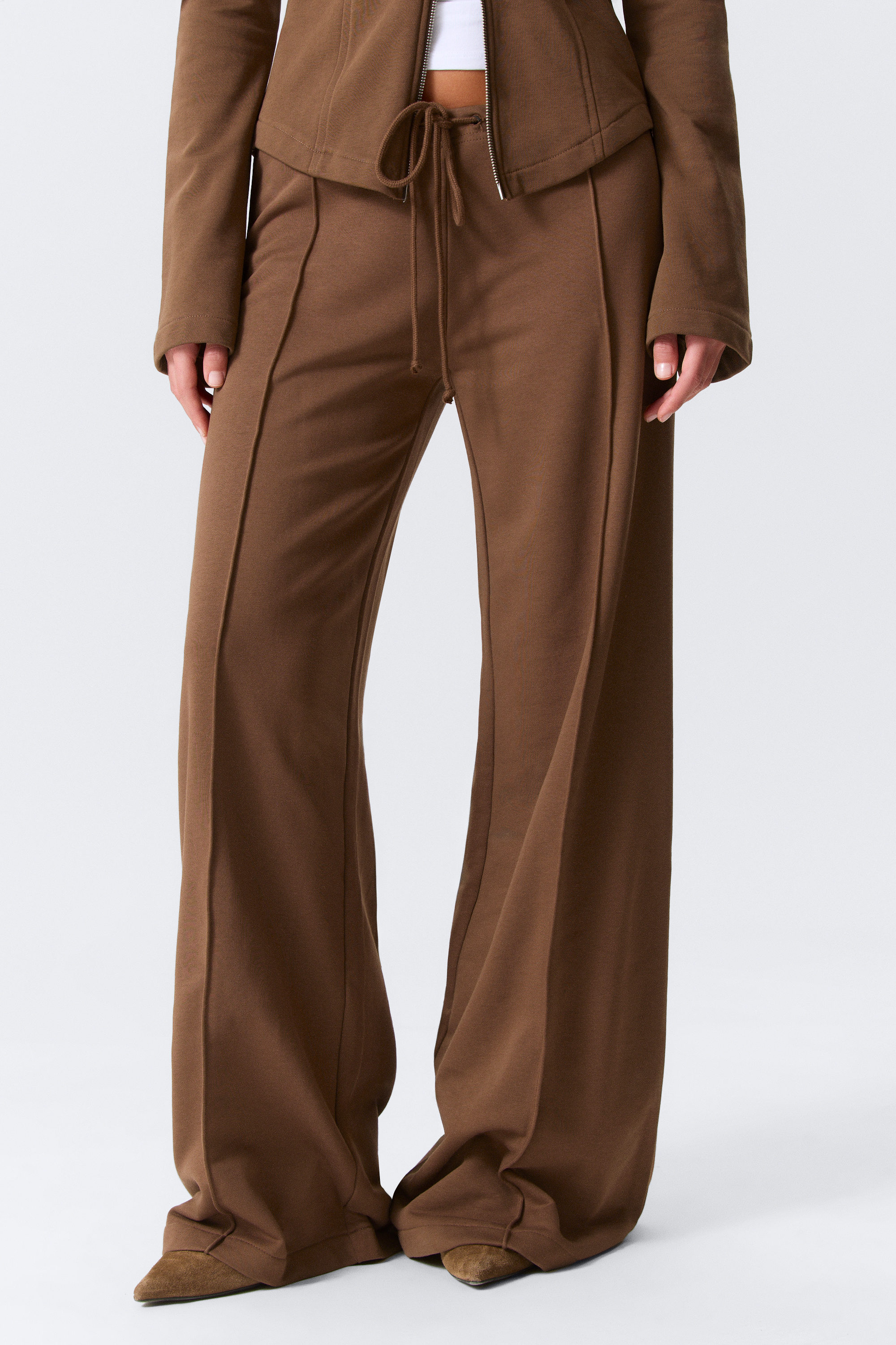 Braun - Lockere Low-Waist-Sweatpants mit weitem Bein - 2