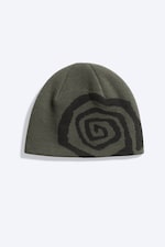 Dark Khaki Green - Swirl - Ribbed Beanie - 2