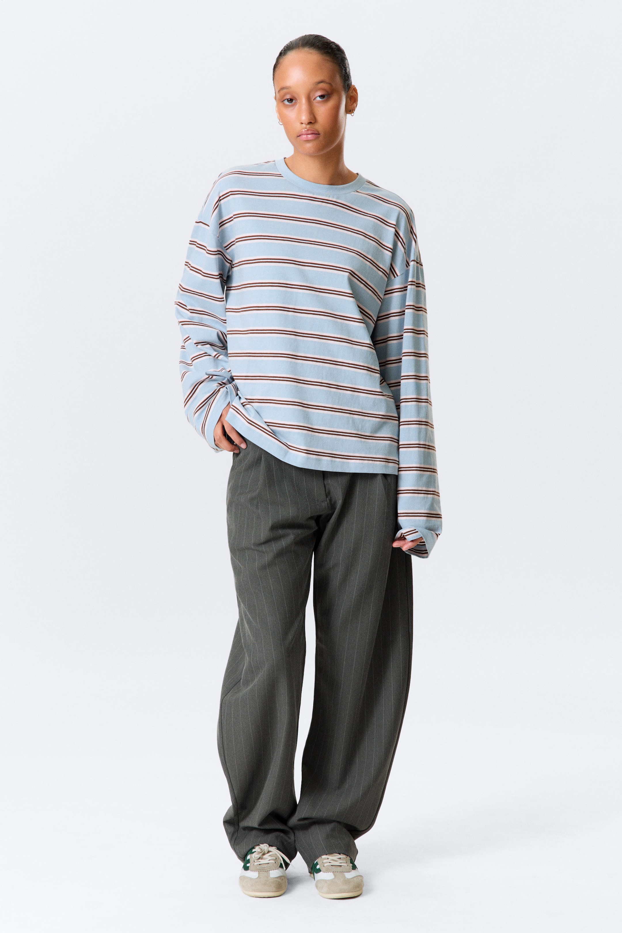 Blau/Mehrfarbig gestreift - Longsleeve-Shirt aus Baumwolle - 2