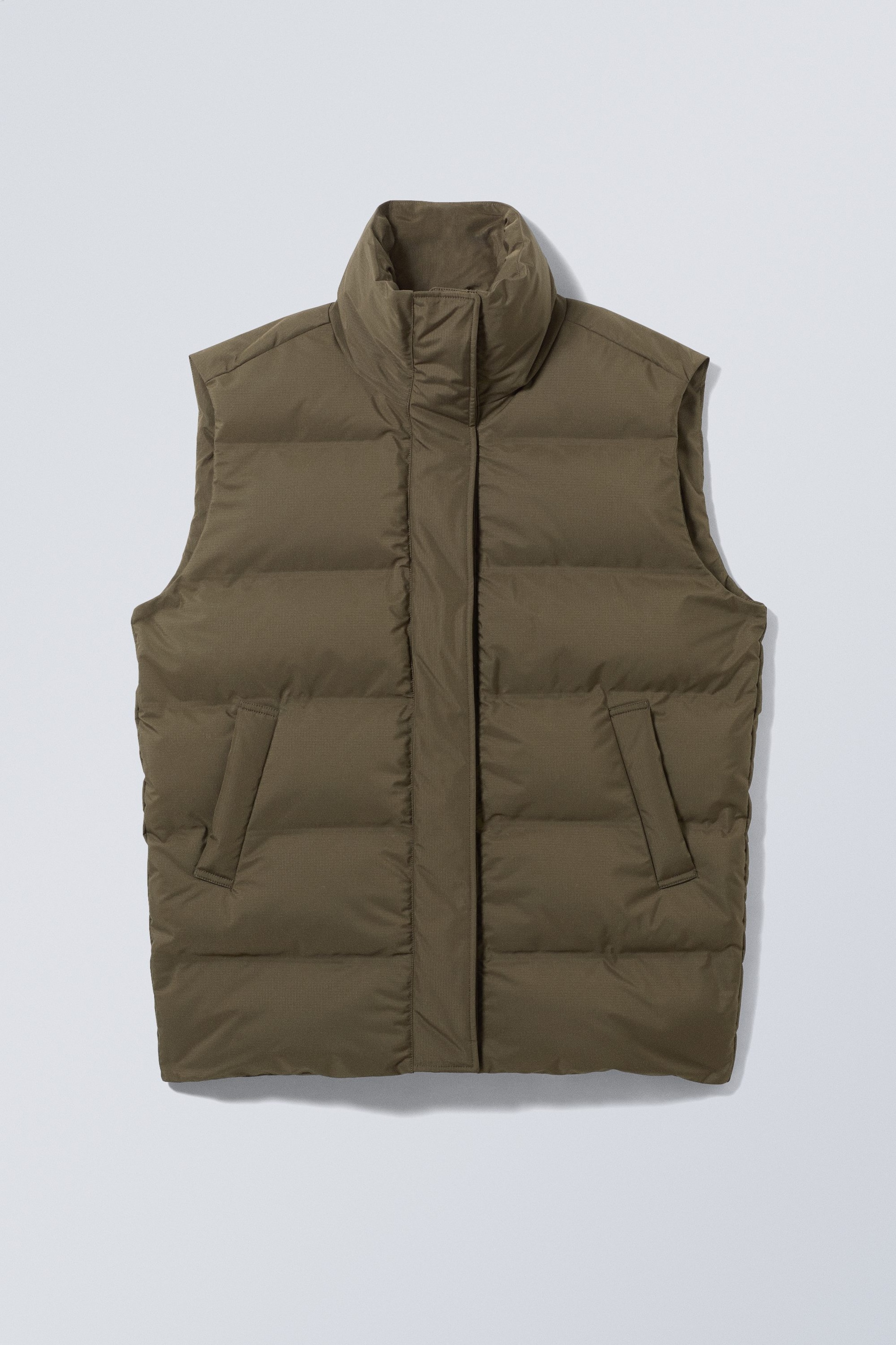 Dark Khaki Green Puffer Vest - Makali Puffer Vest - 0