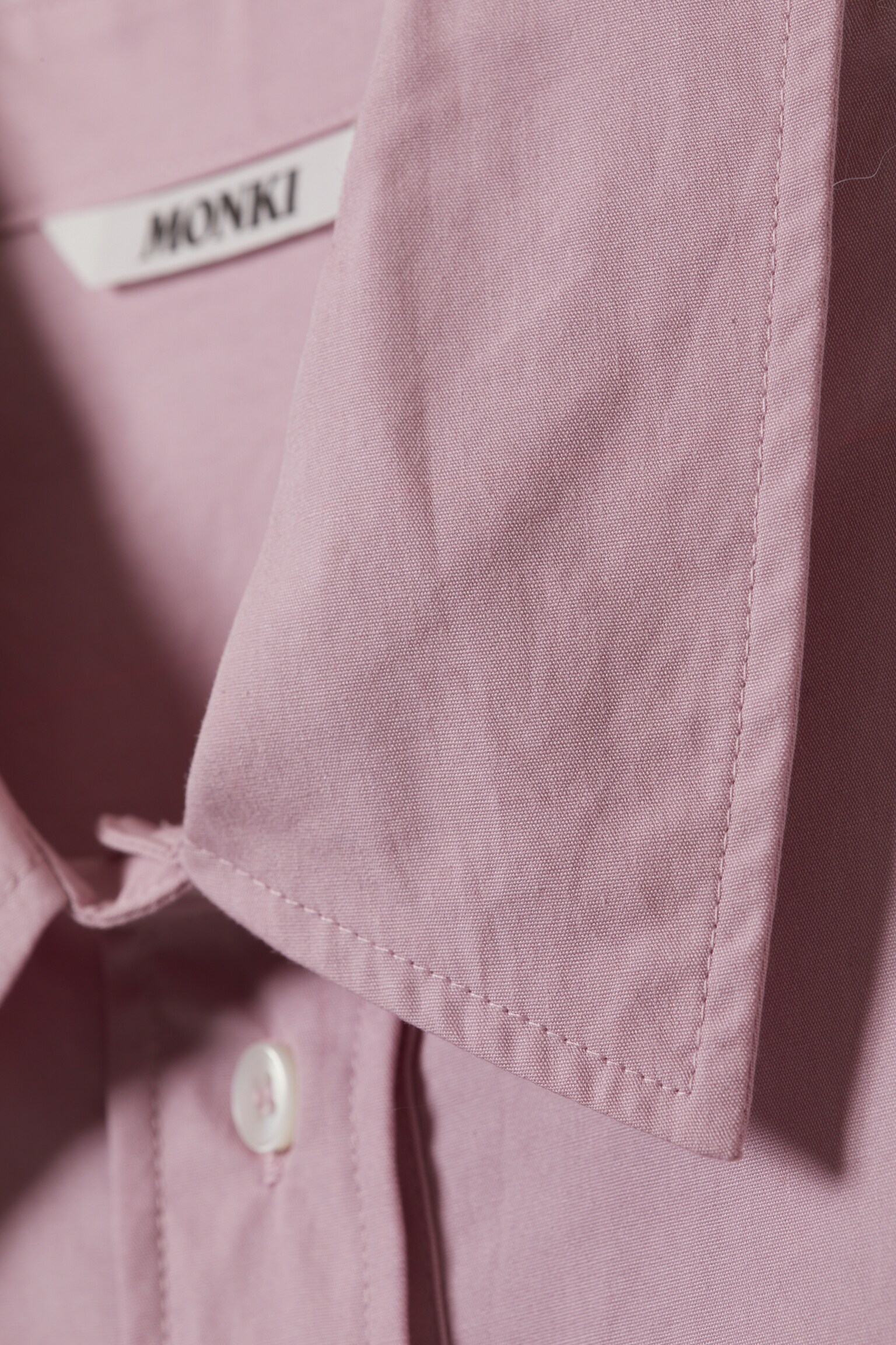 Oversized Long-Sleeved Cotton Shirt - Dusty Pink/Burgundy & Yellow Stripes/Checked Dark Grey - 5